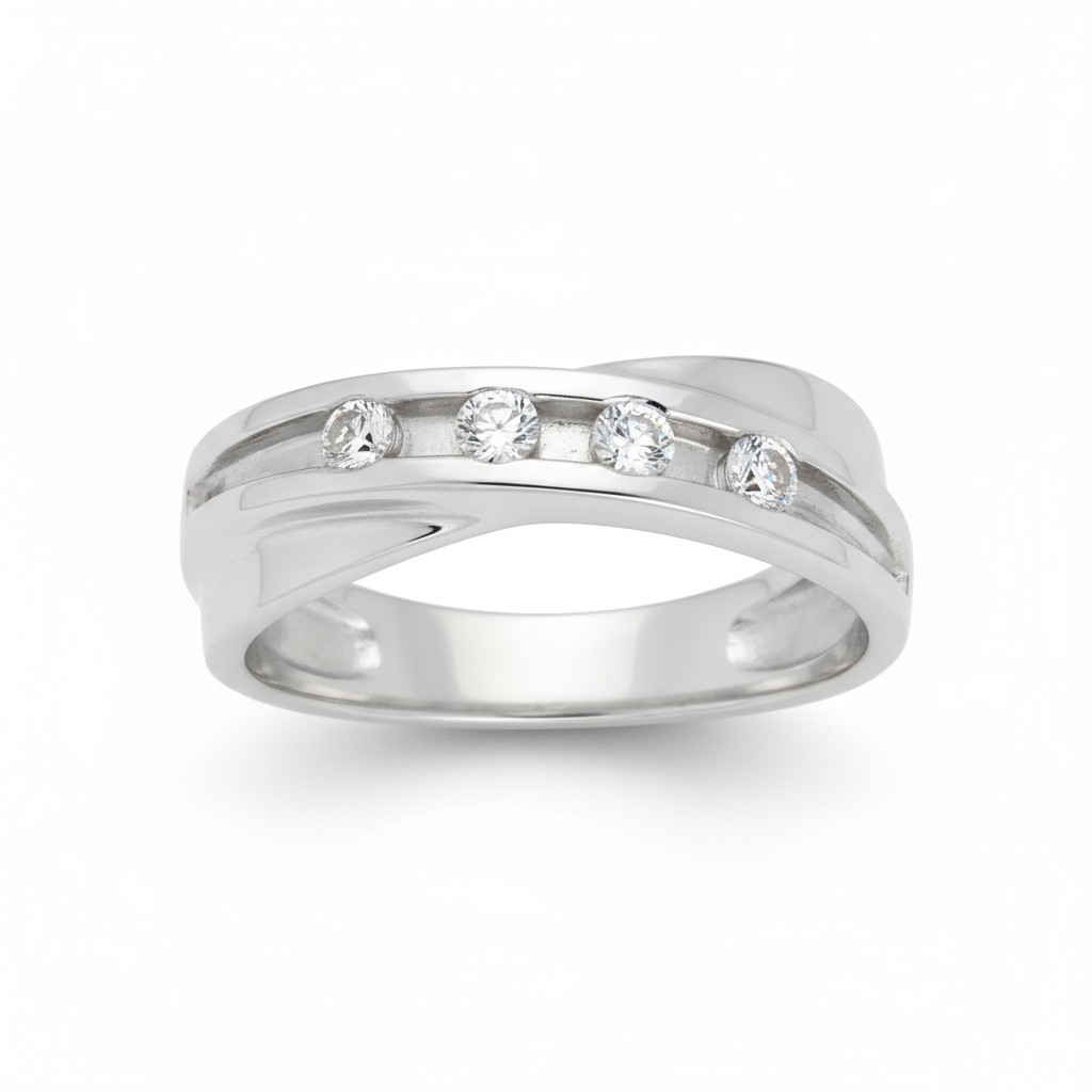 Schmidt Damenring aus 333 Weißgold mit Zirkonia, ca. 7mm breit, Ringgröße 52, silberfarben