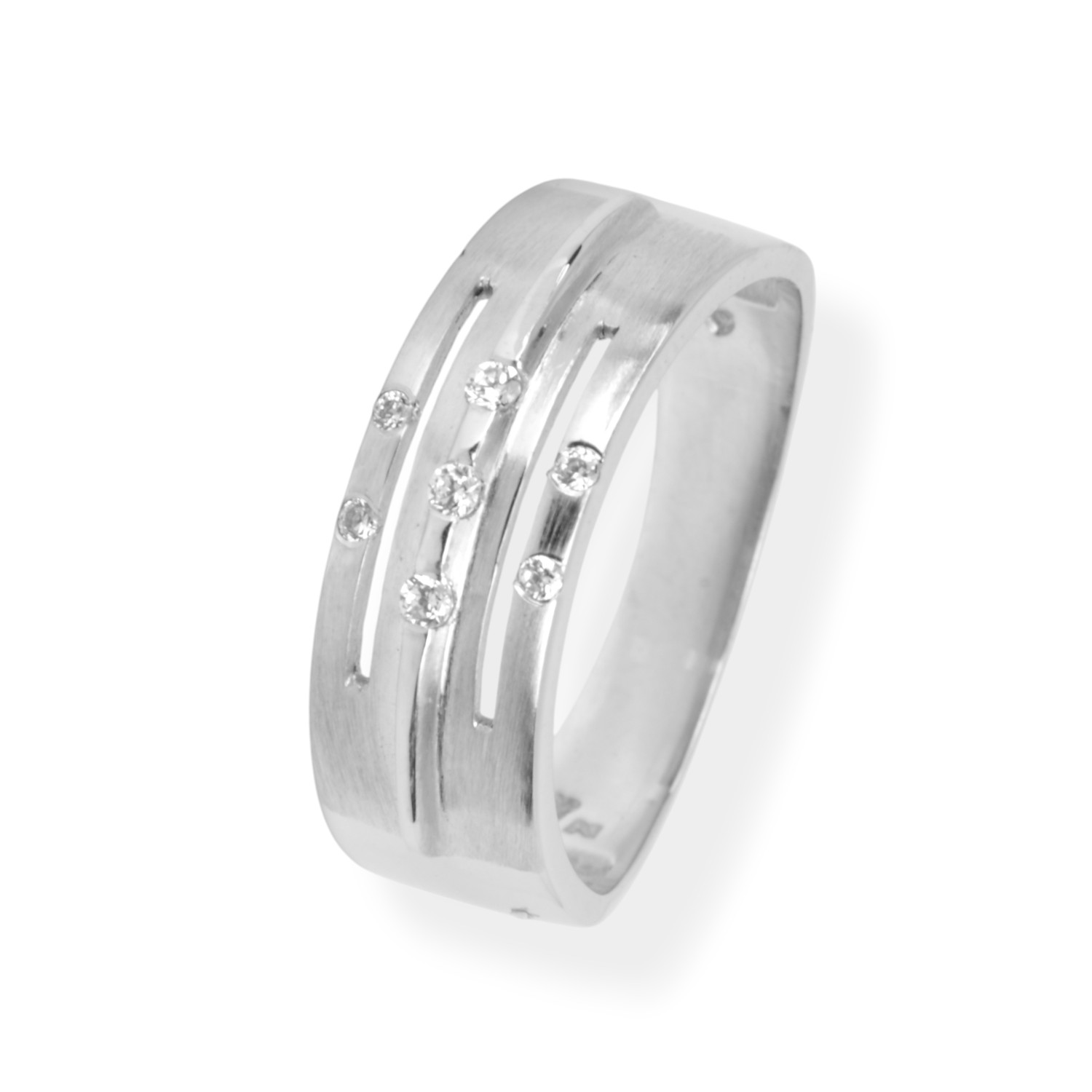 Schmidt Damenring aus 333 Weißgold mit Zirkonia, 7,5mm breit, silberfarben, Größe 58