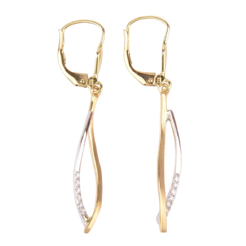 Schmidt Ohrhänger in Weiß/Gelbgold für Damen mit Zirkonia - eleganter Ohrschmuck aus 333er Gold