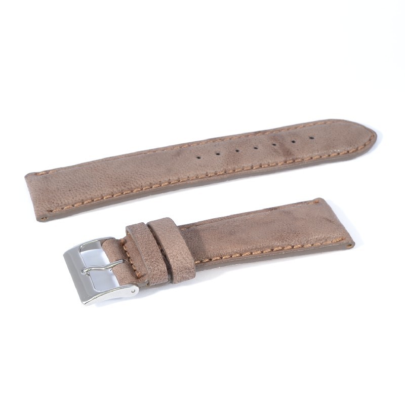 Schmidt Mailand Schlamm Unisex Uhrenarmband Leder Beige 22mm mit Silberner Schließe
