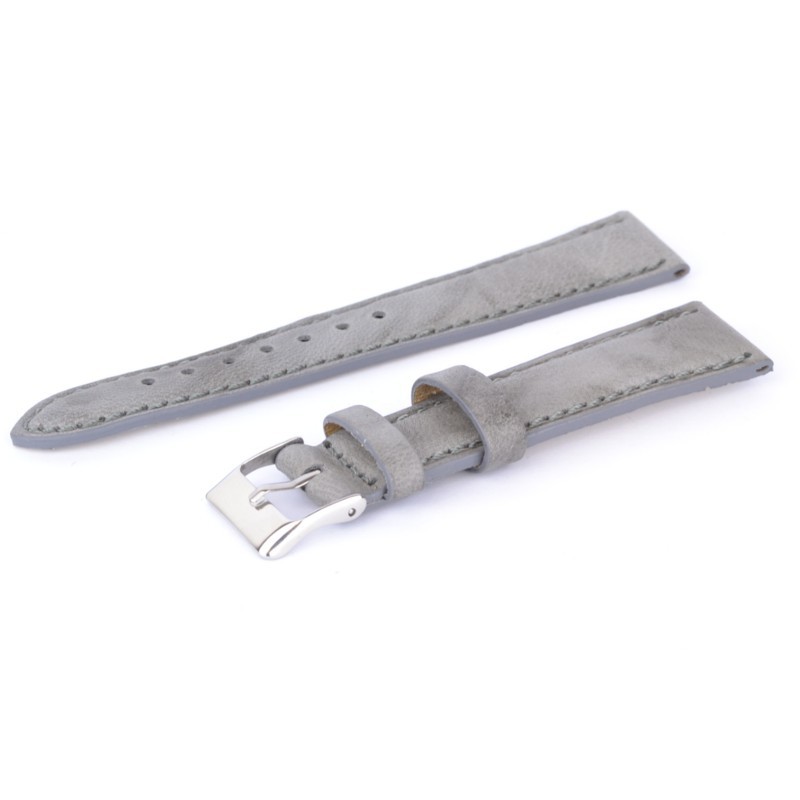 Schmidt Leder Uhrenarmband Mailand 20mm, Grau mit Silberner Schließe, Unisex