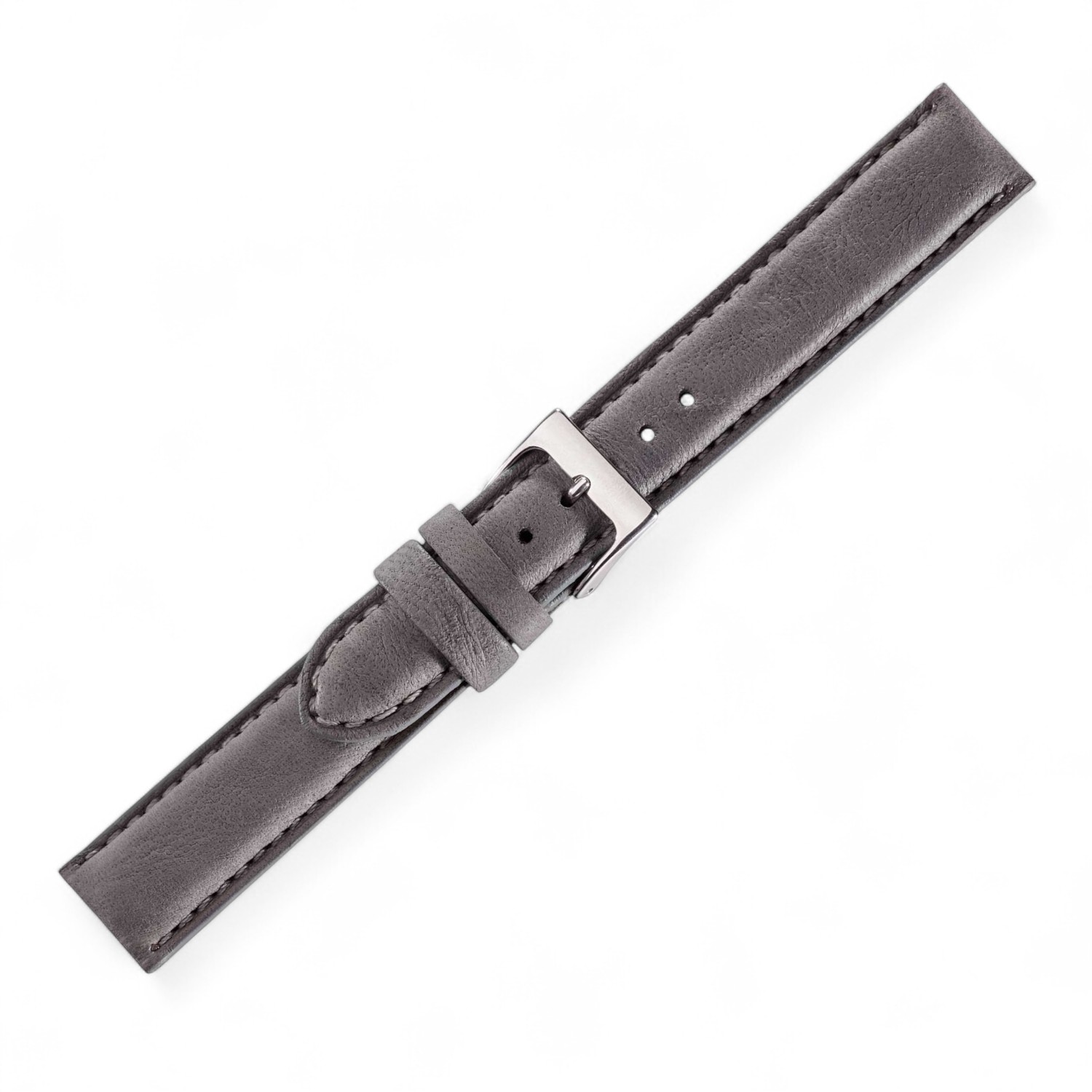 Schmidt Mailand grau Herren Uhrenarmband aus Leder, 22mm Anstoßbreite, 4mm Dicke, 20mm Schließenbreite