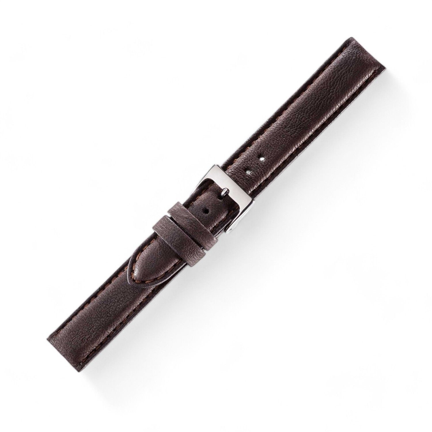 Schmidt Mailand Maroni Leder Uhrenarmband 18mm für Herren und Damen in Braun, 4mm dick, mit 16mm Schließe