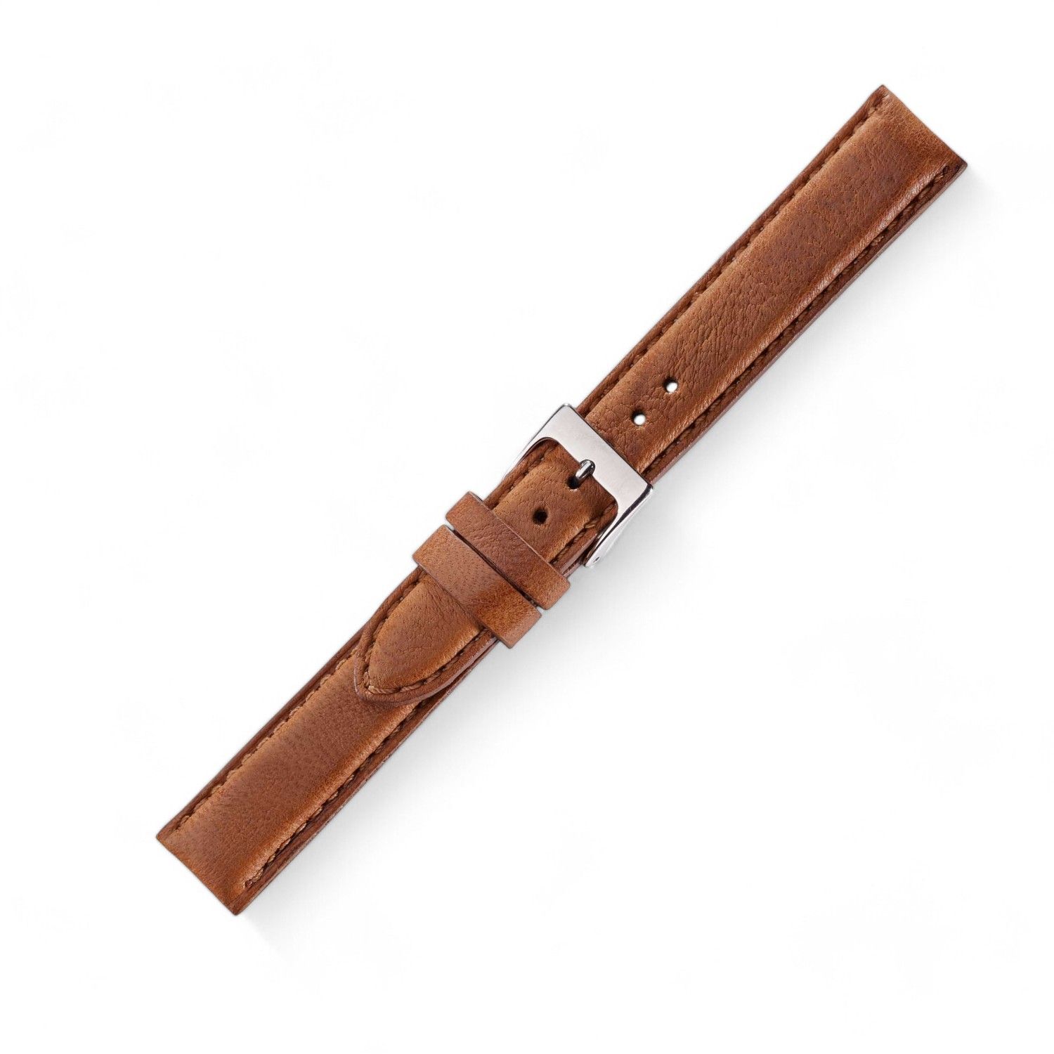 Schmidt Mailand Honig Damen Uhrenarmband aus braunem Leder, 14mm Anstoßbreite, 3mm dick, mit Naht
