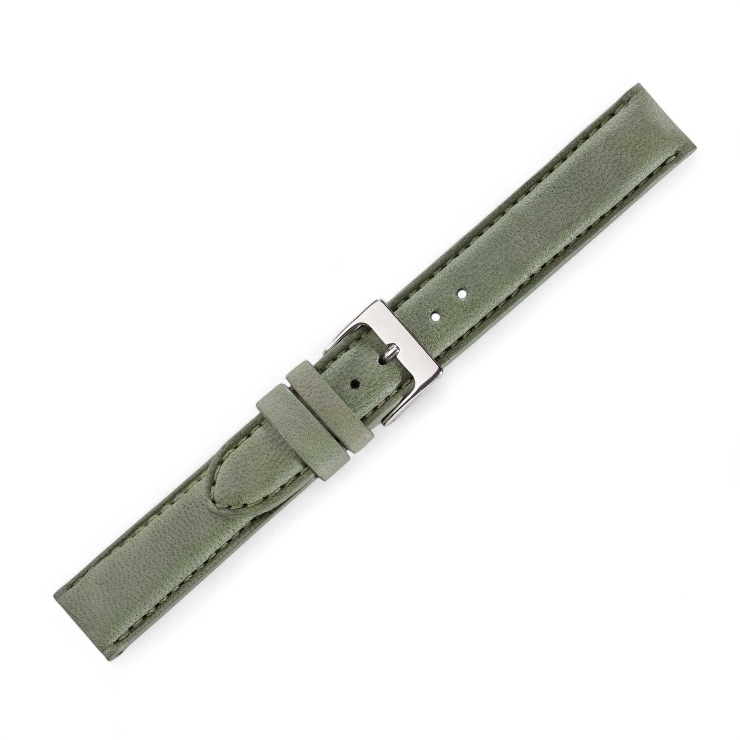 Schmidt Mailand Minze Lederarmband für Uhren, grün, 18mm, für Herren und Damen, silberne Schließe