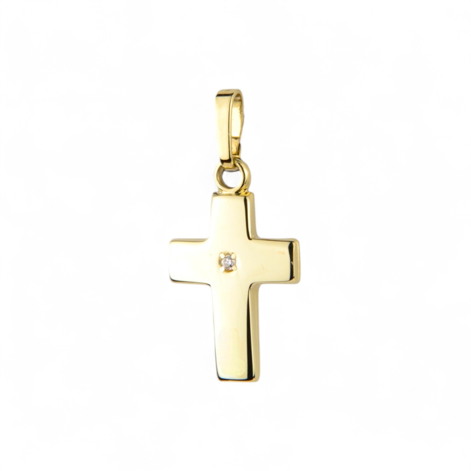 Schmidt Kreuzanhänger mit Brillant, 585 Gold, Damen & Kinder, 10x13mm, Wesselton-Weiß, 0,005ct