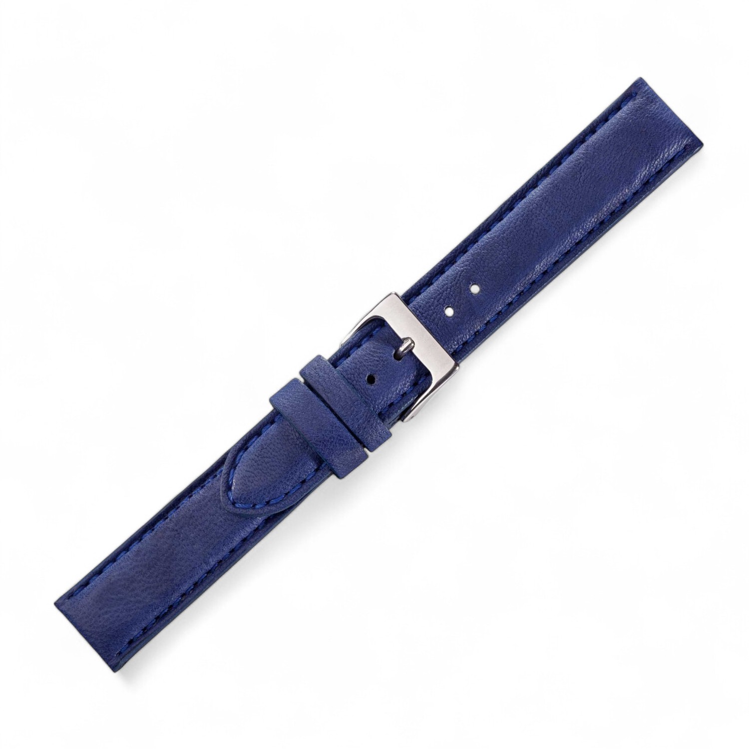 Schmidt Herren Uhrenarmband Mailand blau aus Leder, 22mm Anstoßbreite, 4mm dick, 20mm Schließenbreite