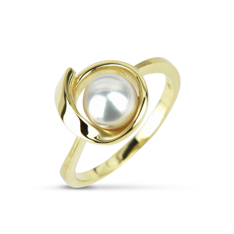 Schmidt Ring aus 333 Gelbgold mit 7mm Süßwasserperle für Damen, Ø 12mm, Größe 54