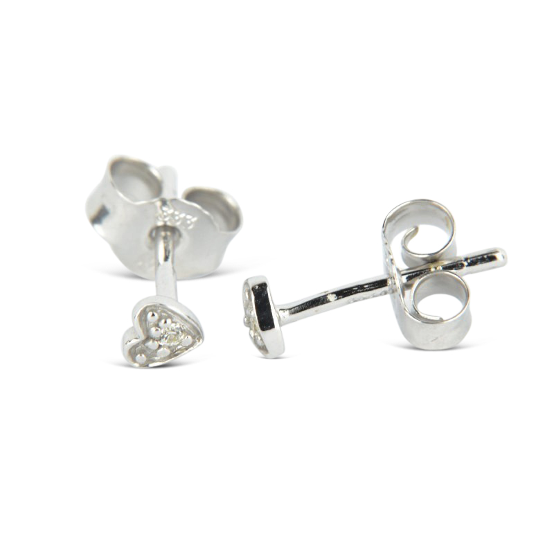 Schmidt Ohrstecker Herz aus 333 Weißgold mit Zirkonia für Damen, silberfarben, 3,5x3,3mm
