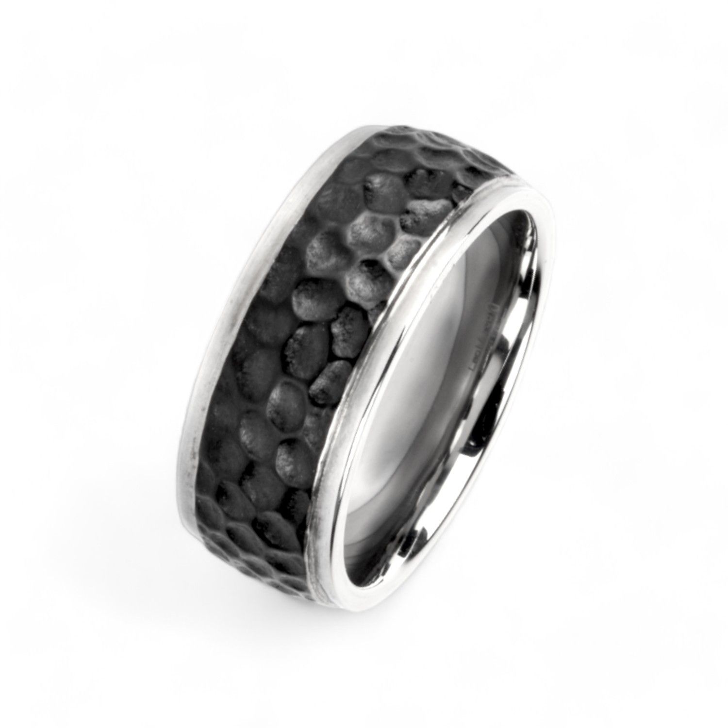 Schmidt Herrenring Edelstahl 8,5mm, Ringgröße 60, silber mit schwarz