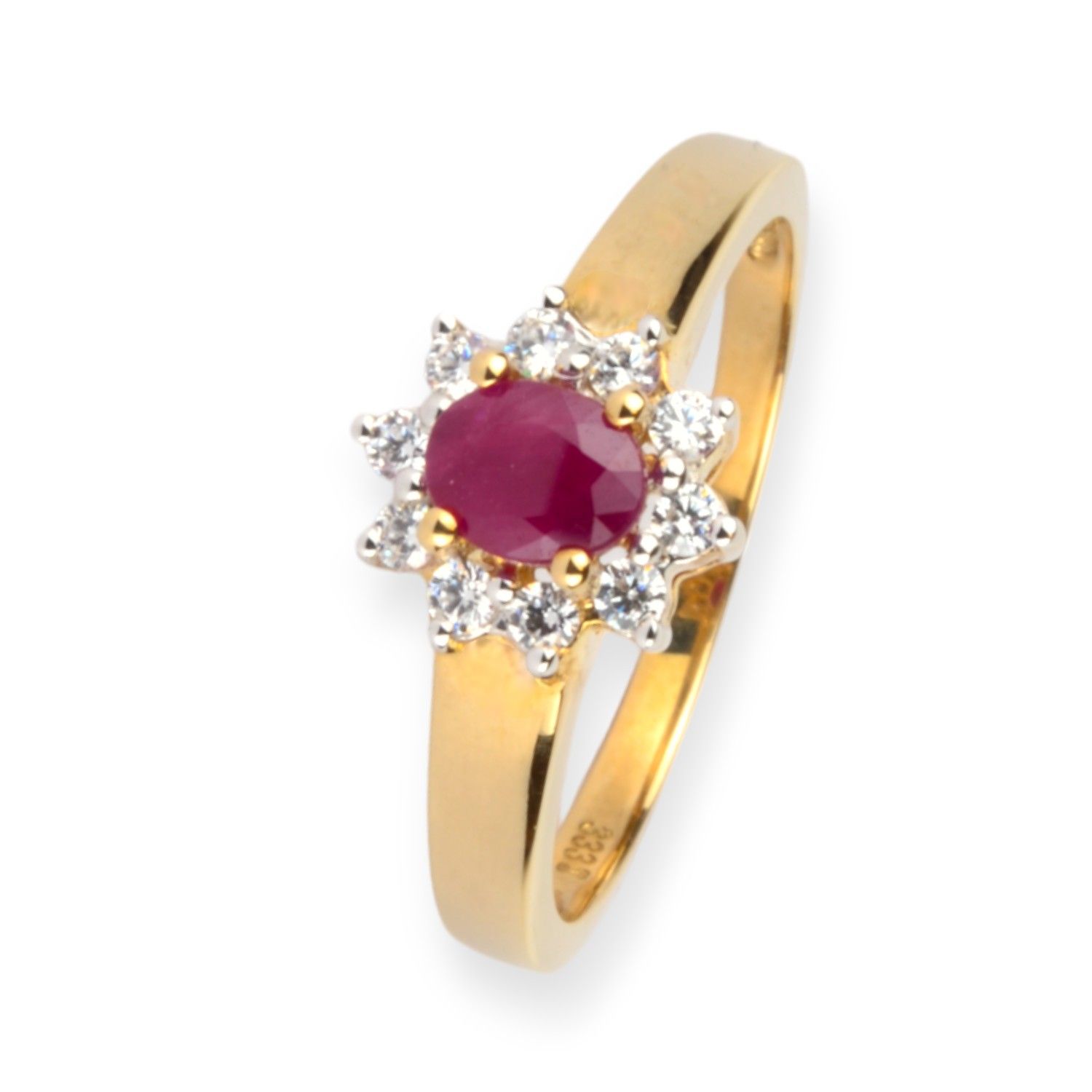 Schmidt Damenring 333 Gold mit Rubin und Zirkonia, Rot/Gold, Größe 52