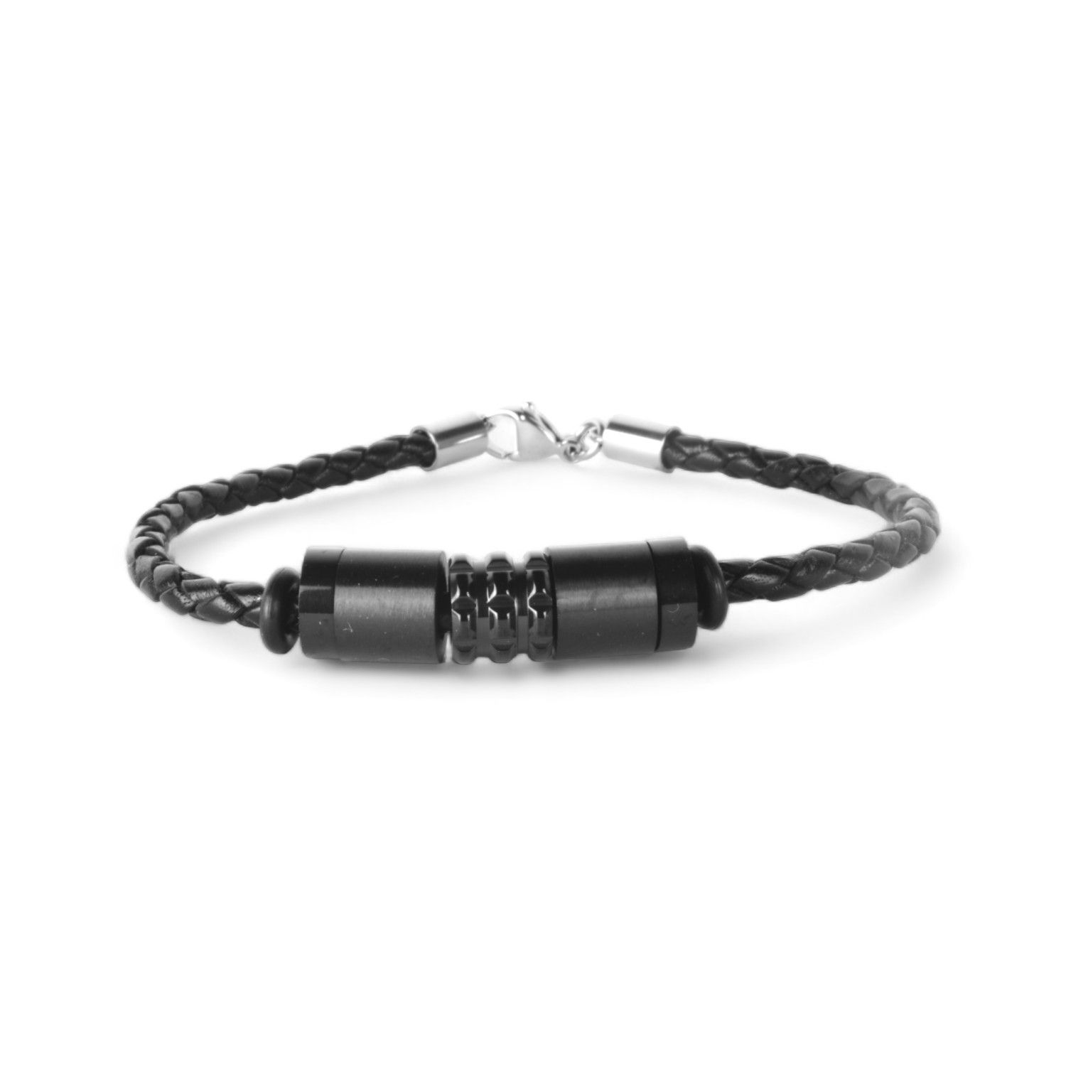 Schmidt Herren Lederarmband schwarz aus Edelstahl, 21 cm – stilvoller Armschmuck für jeden Anlass