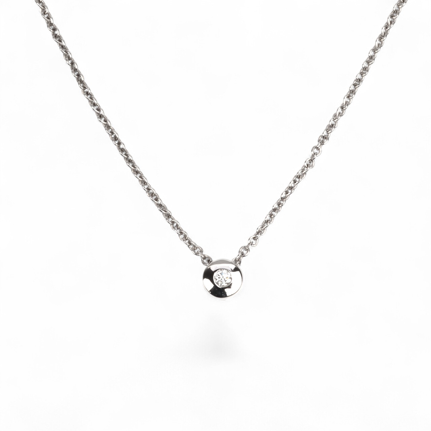 Schmidt Damen Kette 42cm aus 585 Weißgold mit Brillantanhänger Ø 4,8mm, Karabinerverschluss, silberfarben