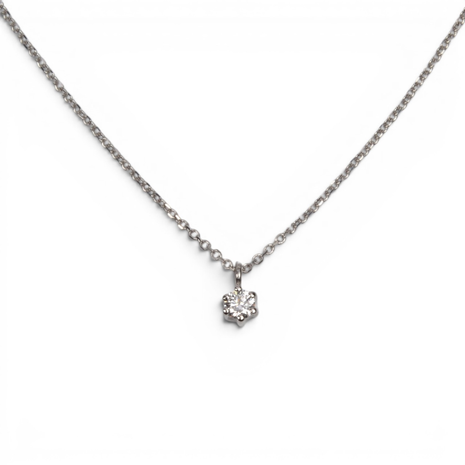 Schmidt Kette mit Brillantanhänger aus 585 Weißgold, 0,05 ct, Damen, silberfarben, 42 + 3 cm Länge