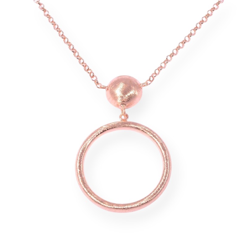 Schmidt Damen Kette 925 Silber vergoldet rosé mit Anhänger, 44 cm Lange