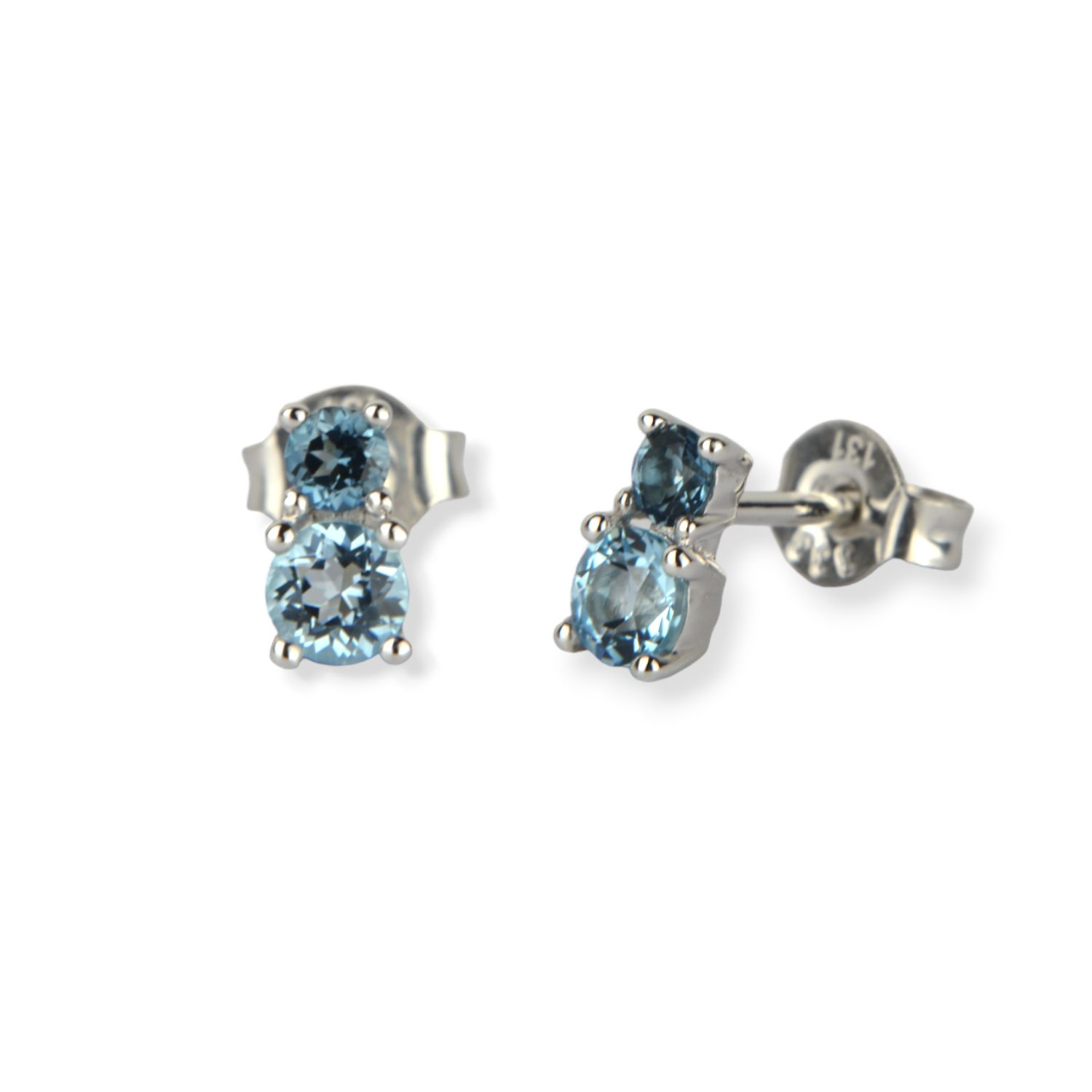 Schmidt Ohrstecker aus 333 Weißgold mit blauen Topas für Damen, 6,4x3,5mm, eleganter Ohrschmuck