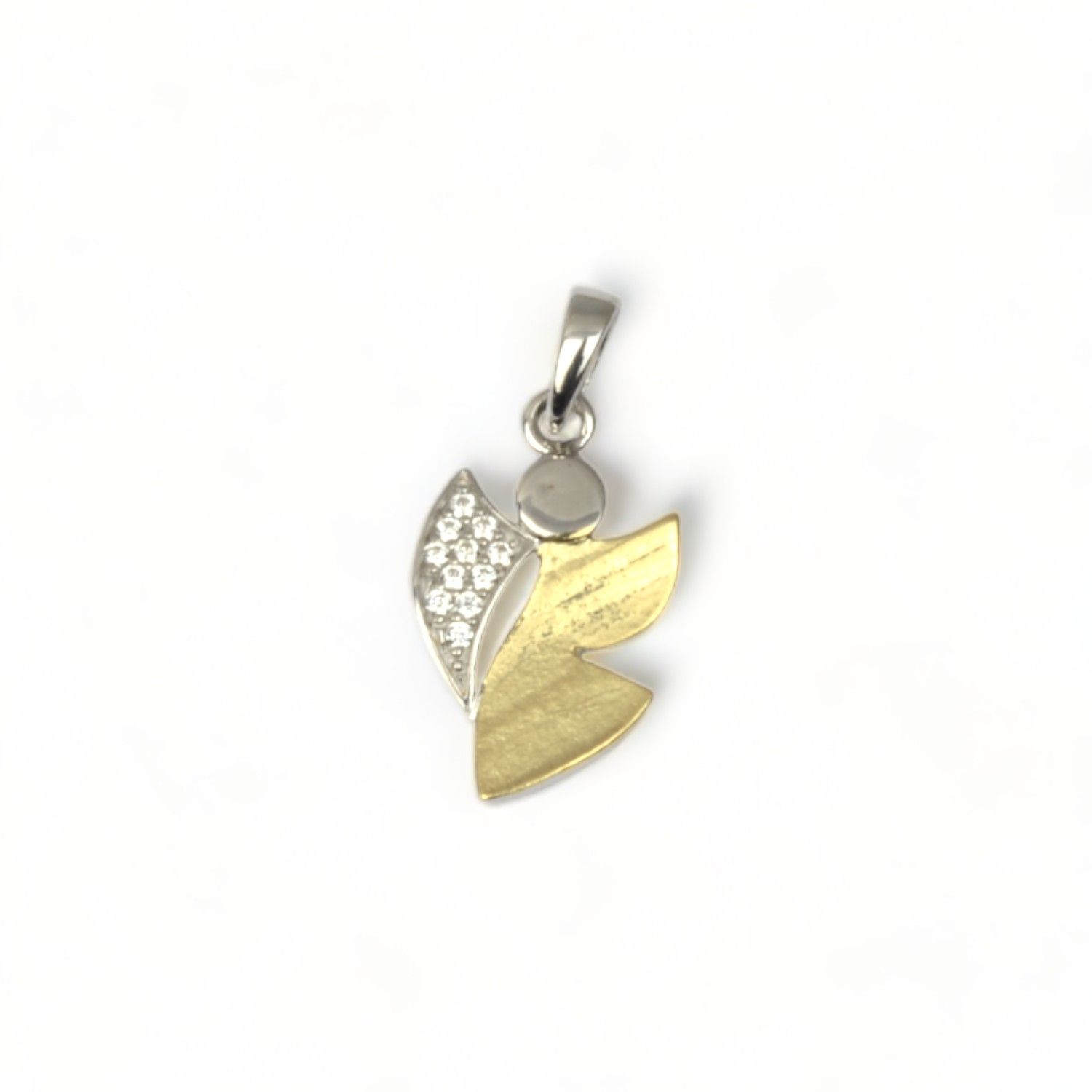 Schmidt Engel Anhänger für Damen aus 925 Silber mit Zirkonia, silber- und goldfarben, ca. 13,9 x 10 mm