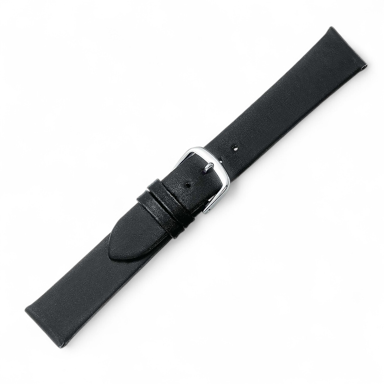 Schmidt Damen Uhrenarmband Design 1 schwarz aus Leder, 12mm Anstoßbreite, 2mm Dicke, elegante Schwarz-Optik