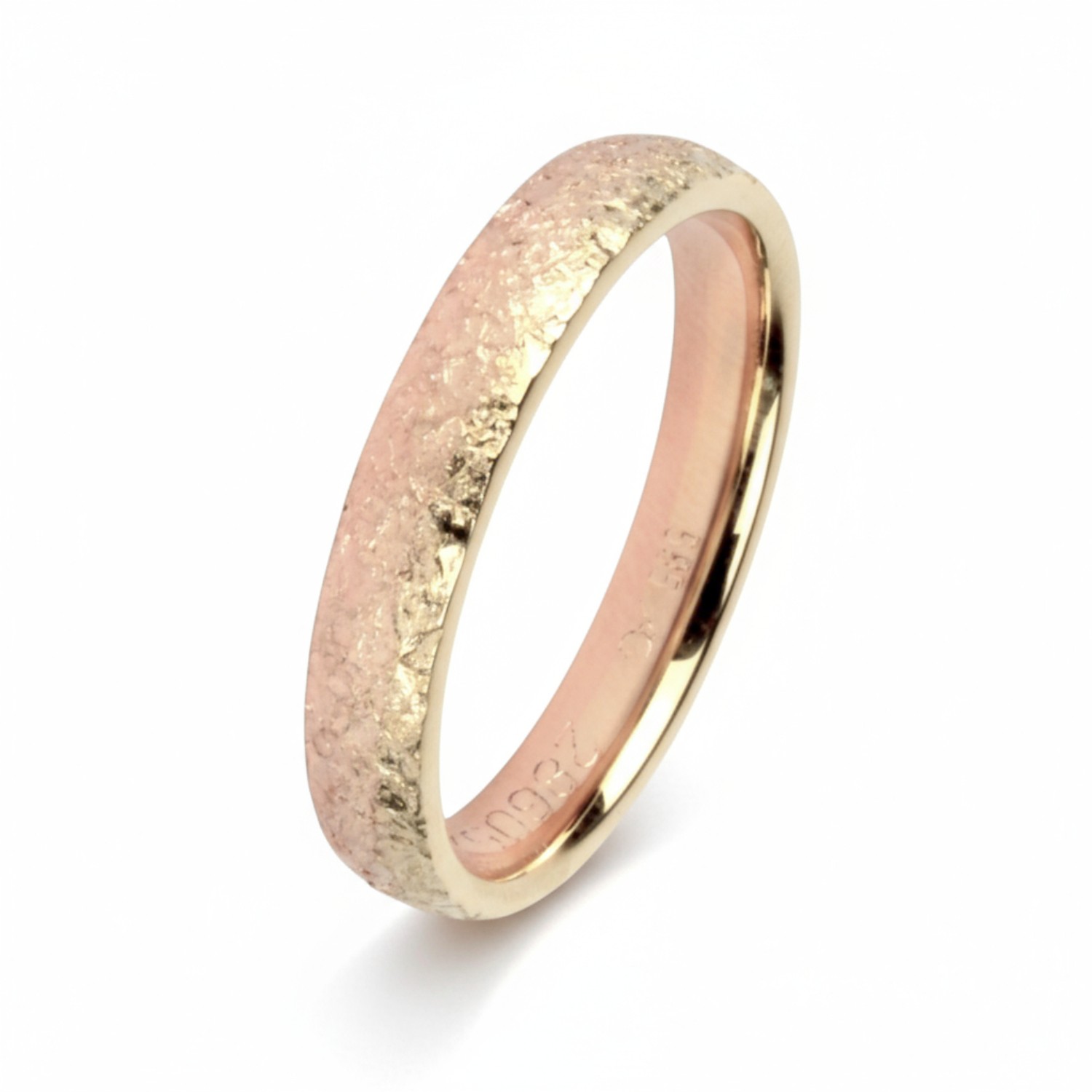 Gerstner Ring Morgenröte für Herren, 4mm, goldfarben mit roségoldfarbenen Akzenten, 585er Gold, Trauring
