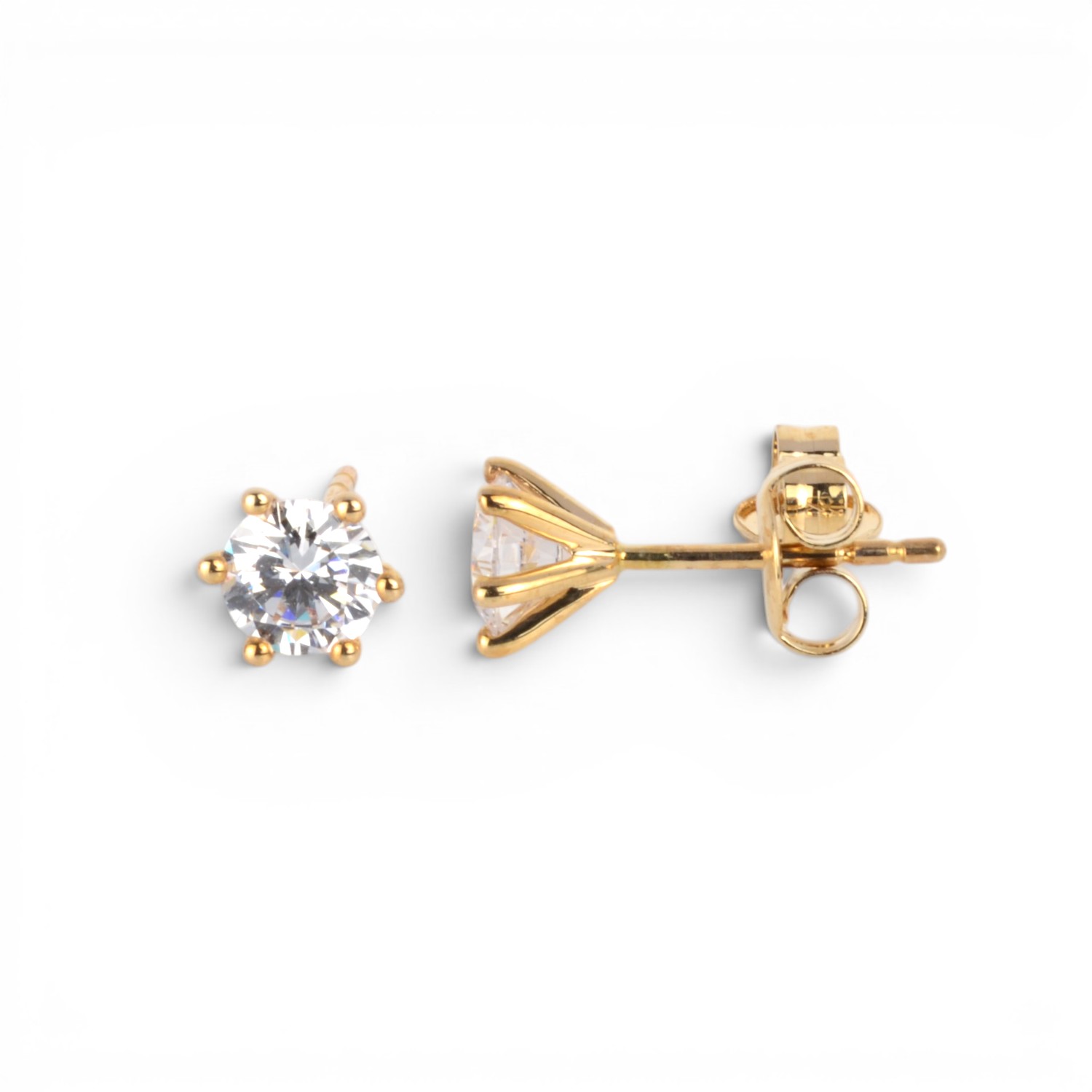 Schmidt Ohrstecker 6er Krabbenfassung aus 333 Gelbgold mit Zirkonia für Damen, Ø 6mm, goldfarben