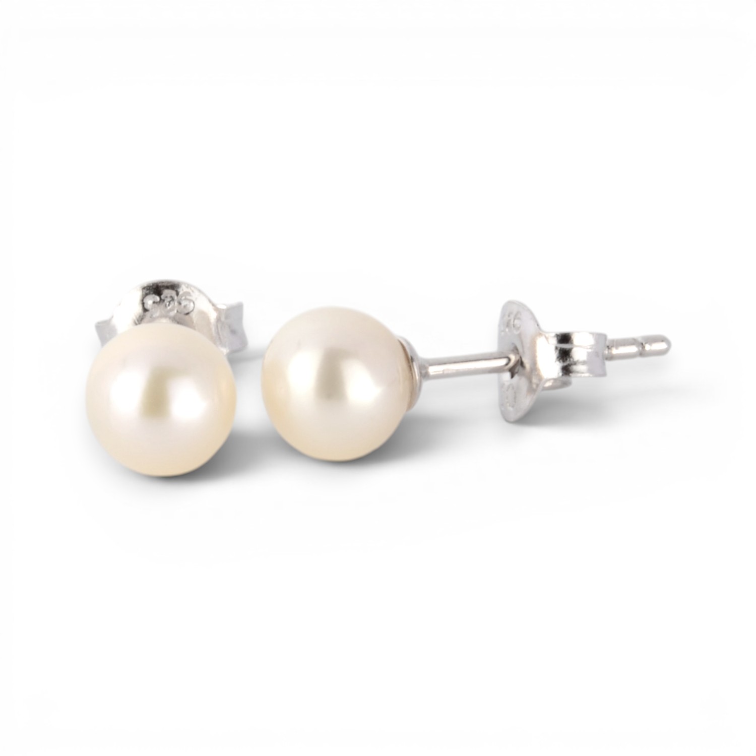 Schmidt Ohrstecker aus 925 Silber mit Süßwasserperle 6-6,5mm für Damen in Silber und Weiß
