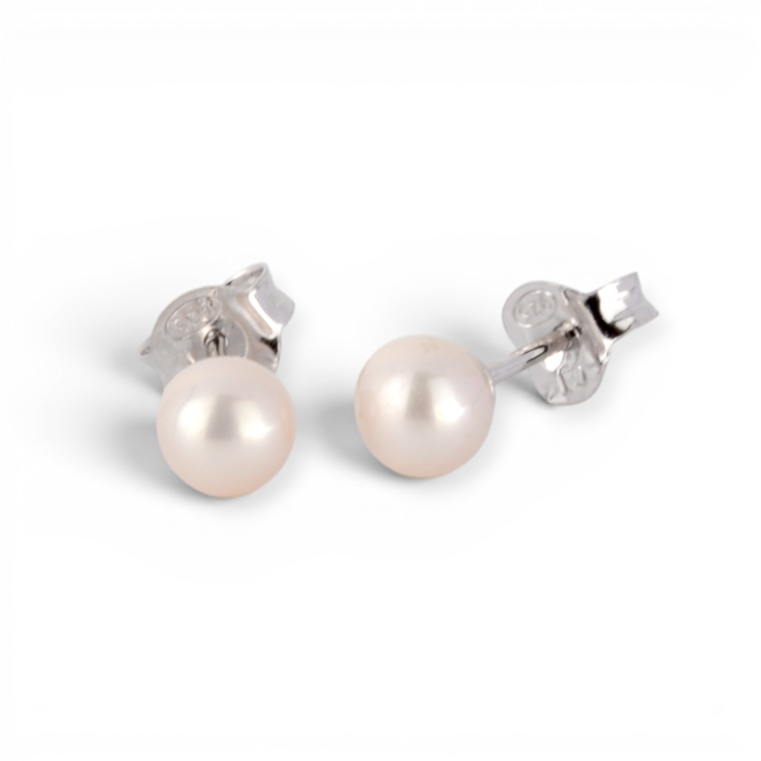 Schmidt Ohrstecker aus 925er Silber mit Süßwasserperle, Damen, 5-5,5mm, silber-weiß, eleganter Ohrschmuck