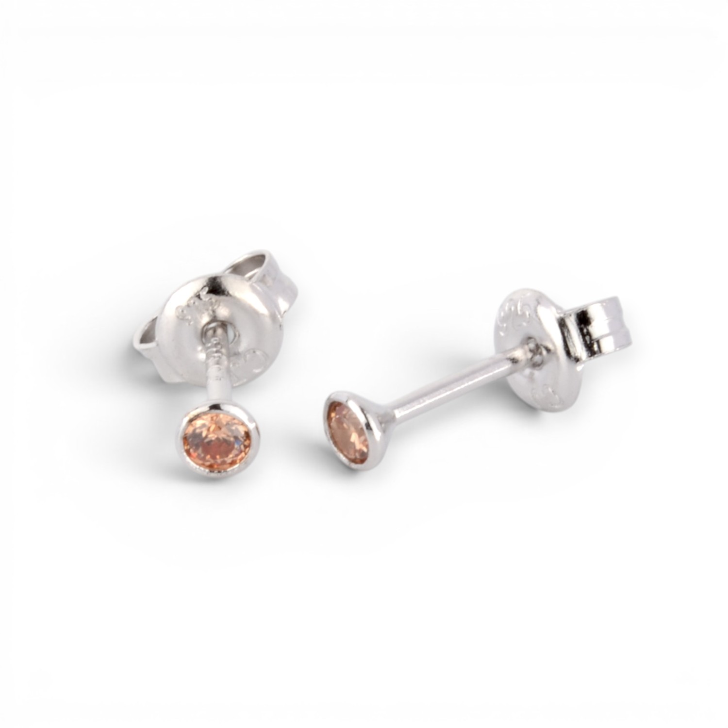Schmidt Ohrstecker Damen aus 925 Silber mit champagner Zirkonia, Ø 2,5mm, eleganter Ohrschmuck
