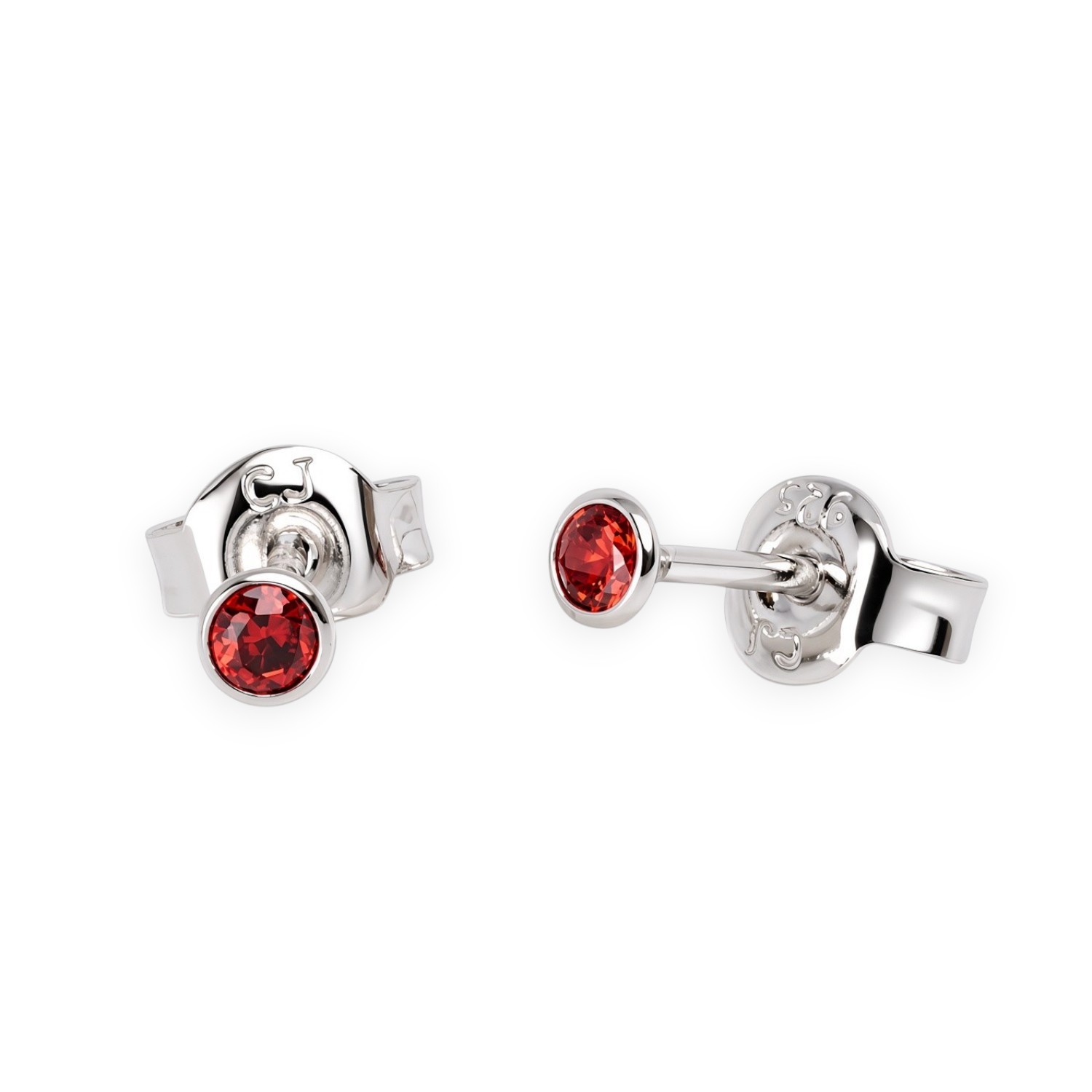 Schmidt Ohrstecker 925 Silber mit Zirkonia in Granatrot, 2,5 mm – für Damen und Kinder