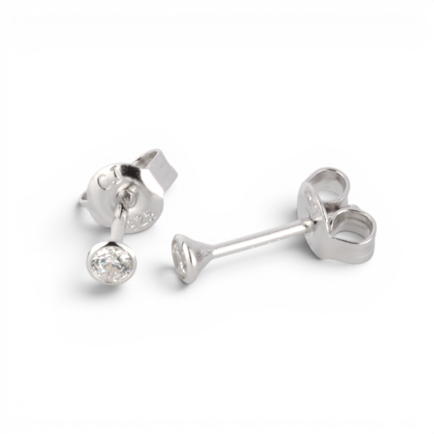 Schmidt Ohrstecker Damen aus 925 Silber mit Zirkonia, Ø 2,5mm, silberfarben, eleganter Ohrschmuck
