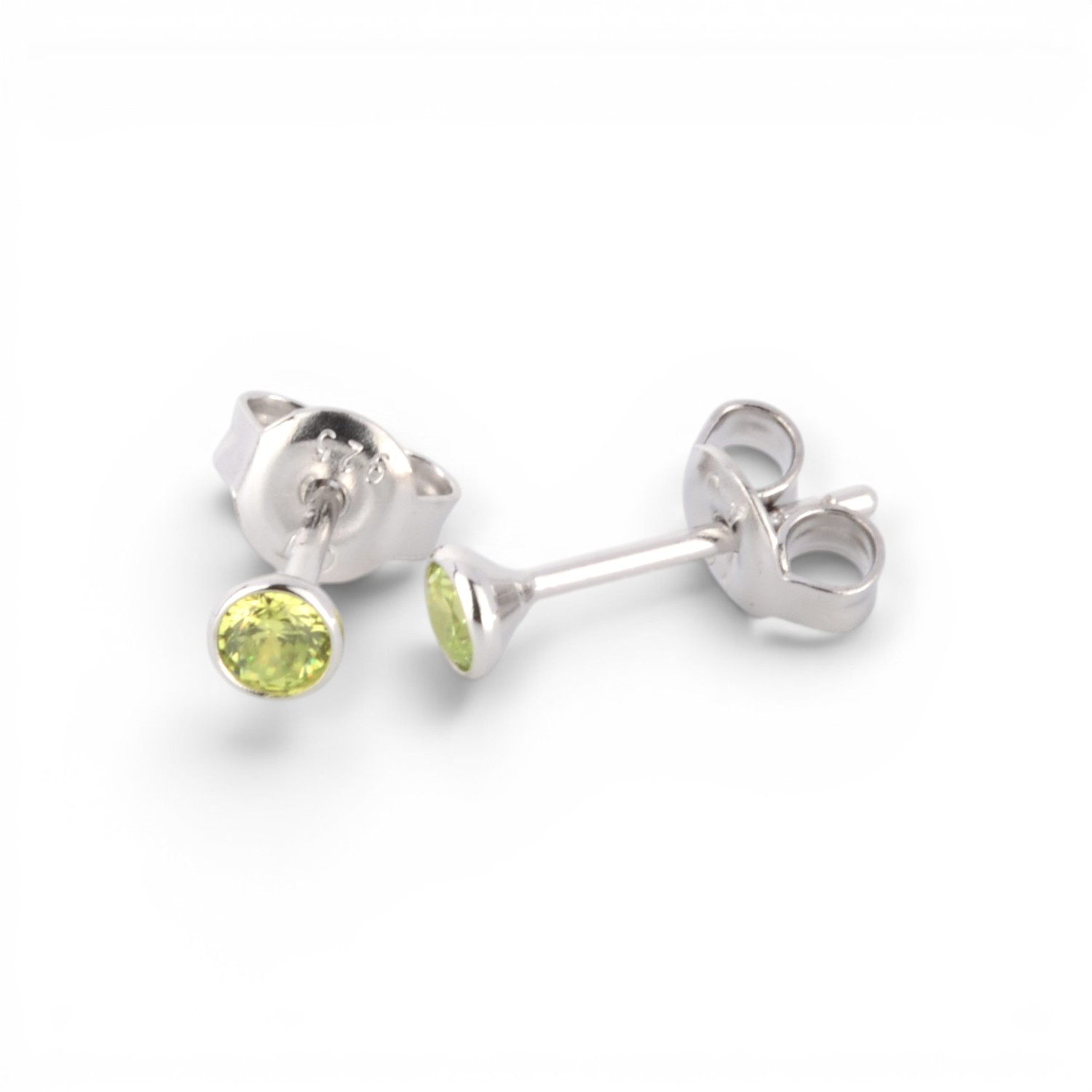 Schmidt Ohrstecker Damen 925 Silber mit Zirkonia Peridot Ø 3mm in Silber und Grün