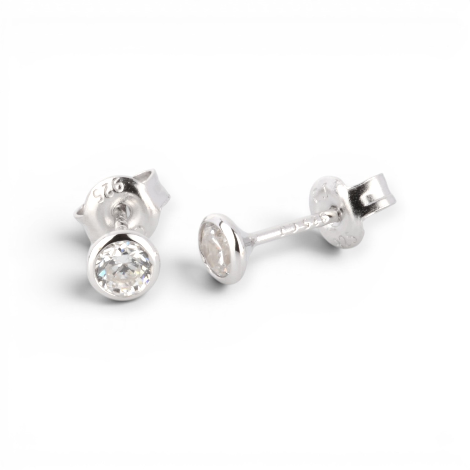 Schmidt Ohrstecker Damen aus 925 Silber mit Zirkonia, Ø 4mm, eleganter Ohrschmuck in Silberfarben
