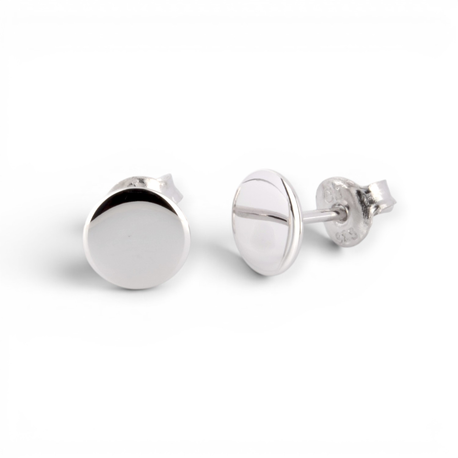 Schmidt Ohrstecker Platte rund 7mm aus 925 Silber für Damen, silberfarben, eleganter Ohrschmuck