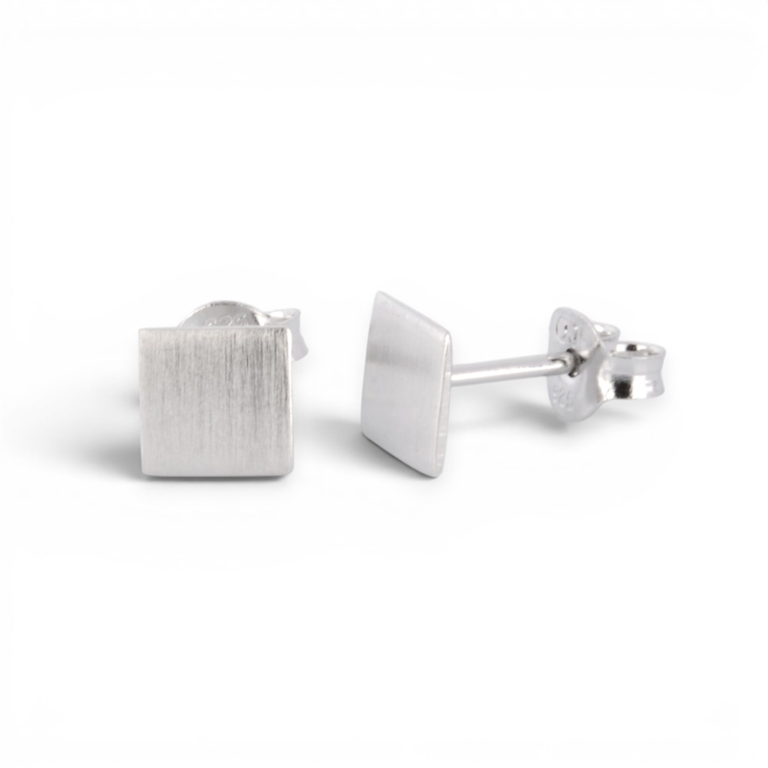 Schmidt Ohrstecker Platte matt 925 Silber 6x6mm für Damen - eleganter Ohrschmuck in Silberfarben