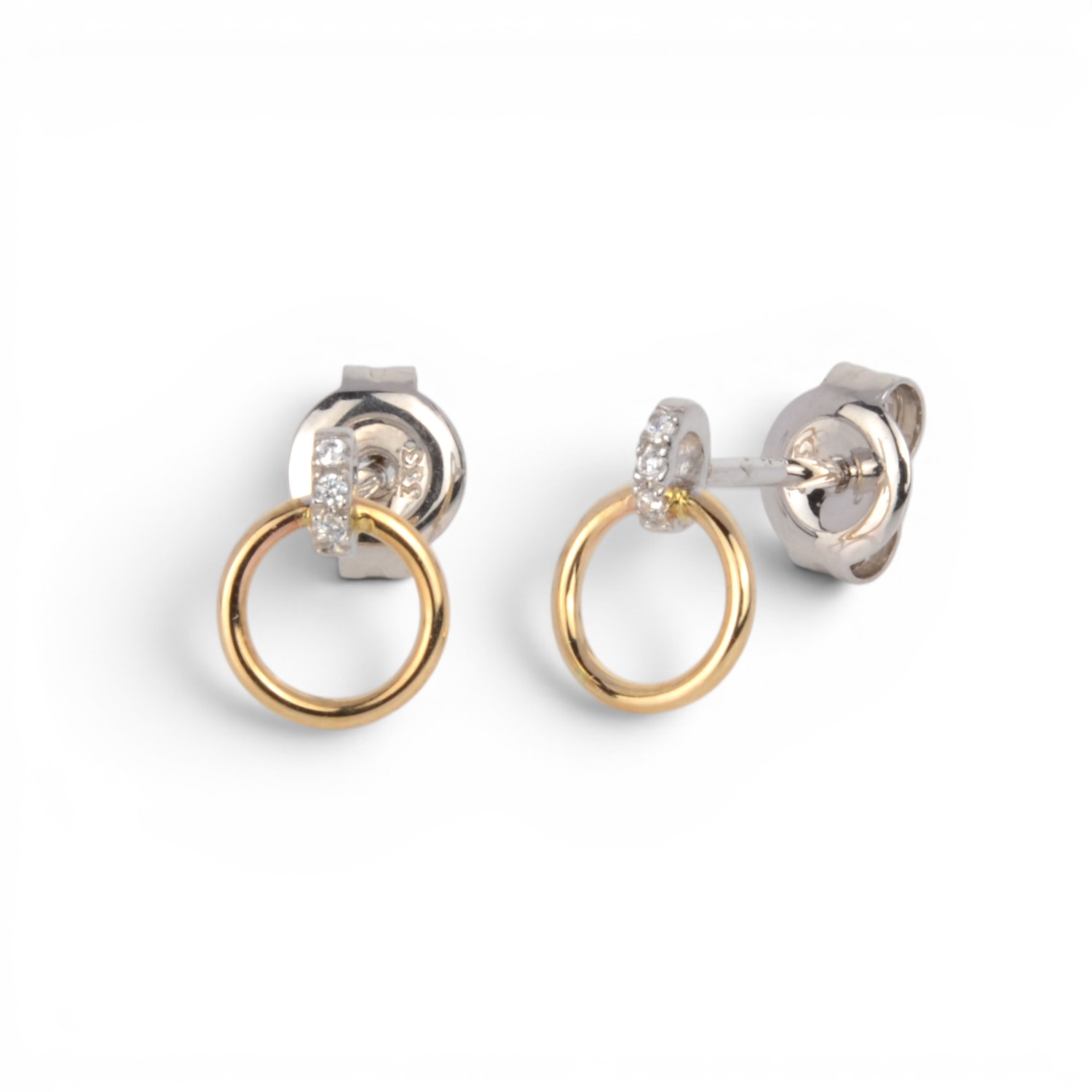 Schmidt Ohrstecker Damen Gelbgold/Weißgold mit Zirkonia, 8x6mm, 333er Gold, eleganter Ohrschmuck