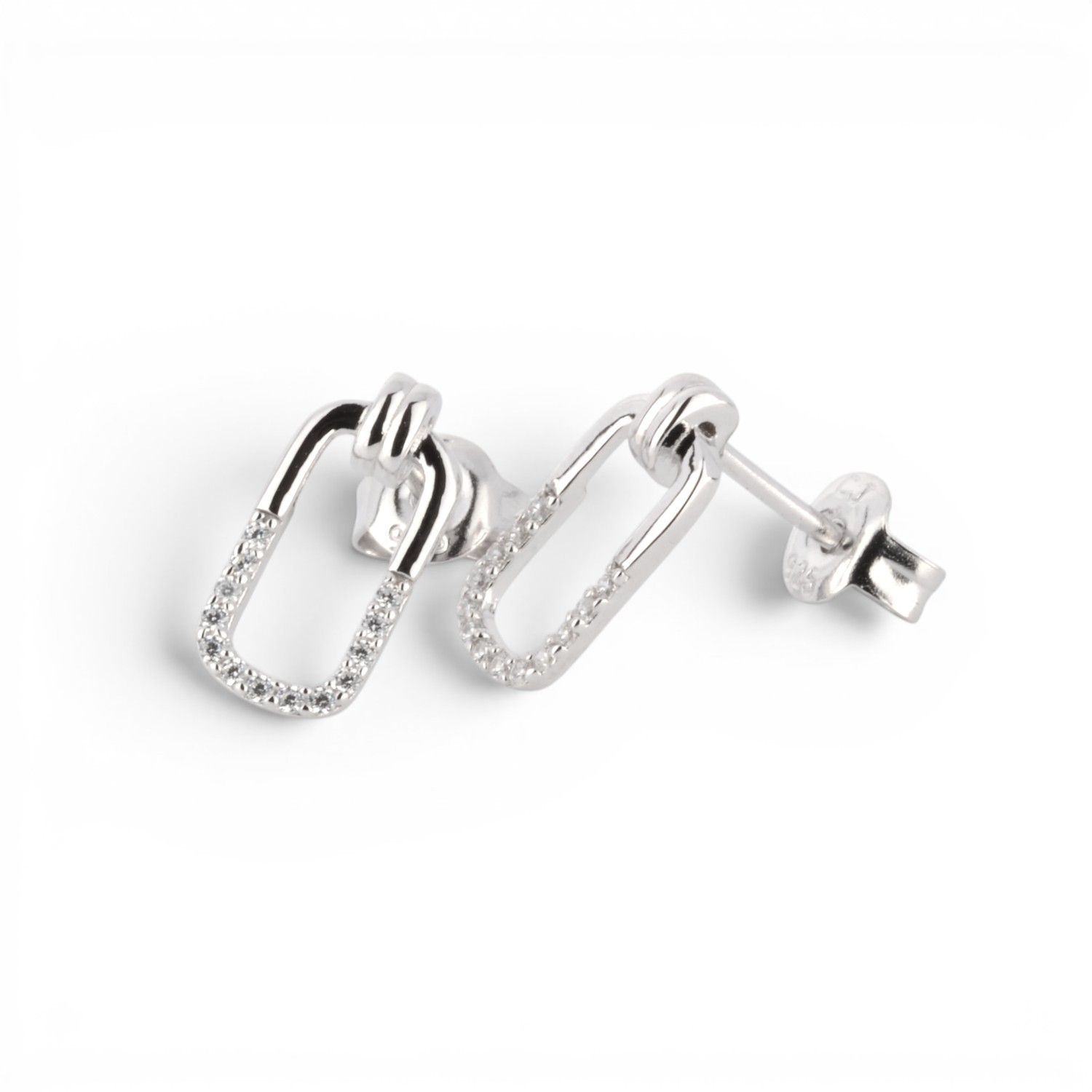 Schmidt Ohrstecker Damen aus 925 Silber mit Zirkonia, silberfarben, 12,3x6mm, eleganter Ohrschmuck