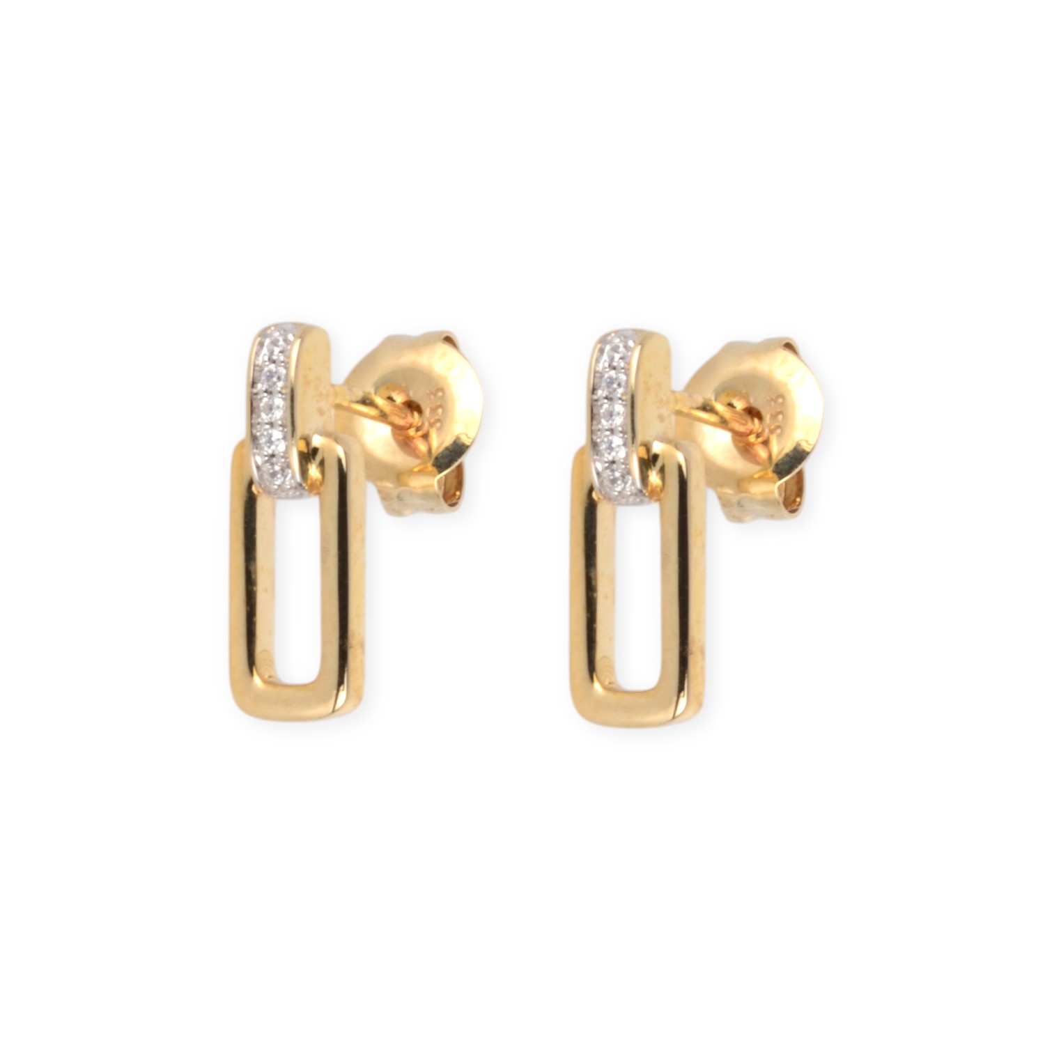Schmidt Ohrstecker Damen in 333 Gelbgold mit Zirkonia, ca. 11x4mm, eleganter Ohrschmuck für jeden Anlass