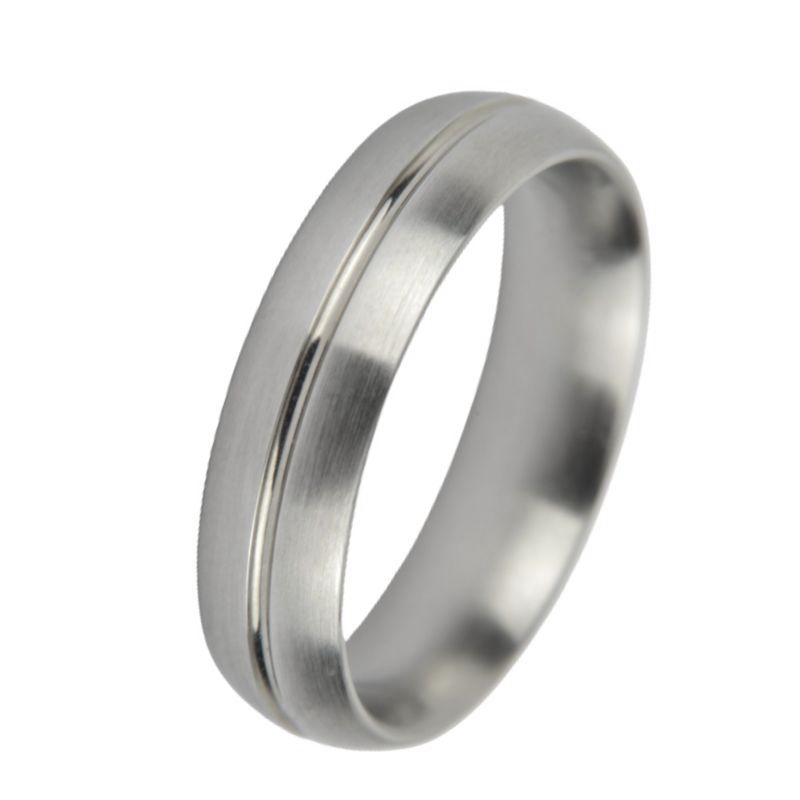 DÉCO ART Edelstahlring für Damen, matt, silberfarben mit Rille, Größe 62