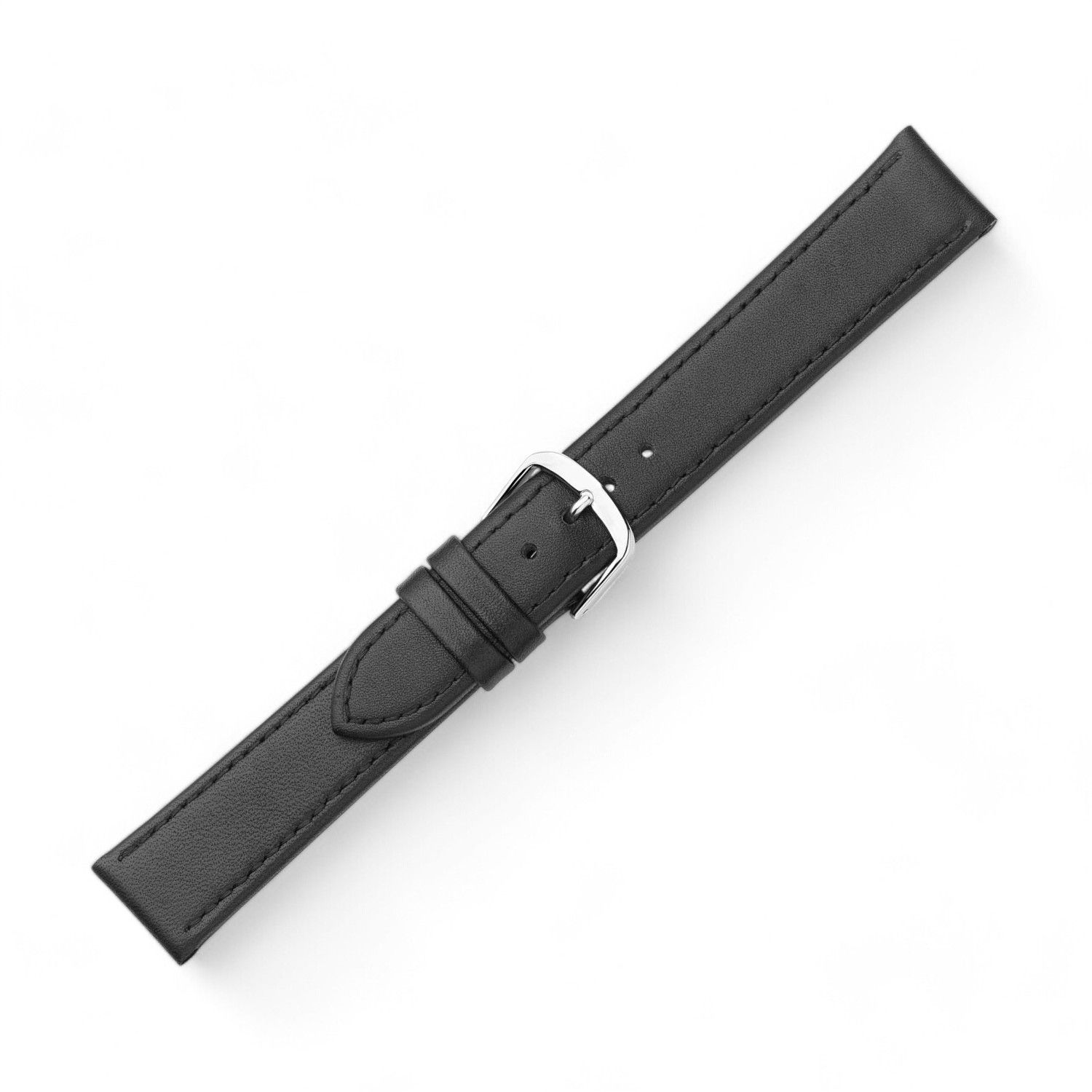 Schmidt Elegance Uhrenarmband aus schwarzem Leder für Herren und Damen, 16mm Anstoßbreite, 3mm dick