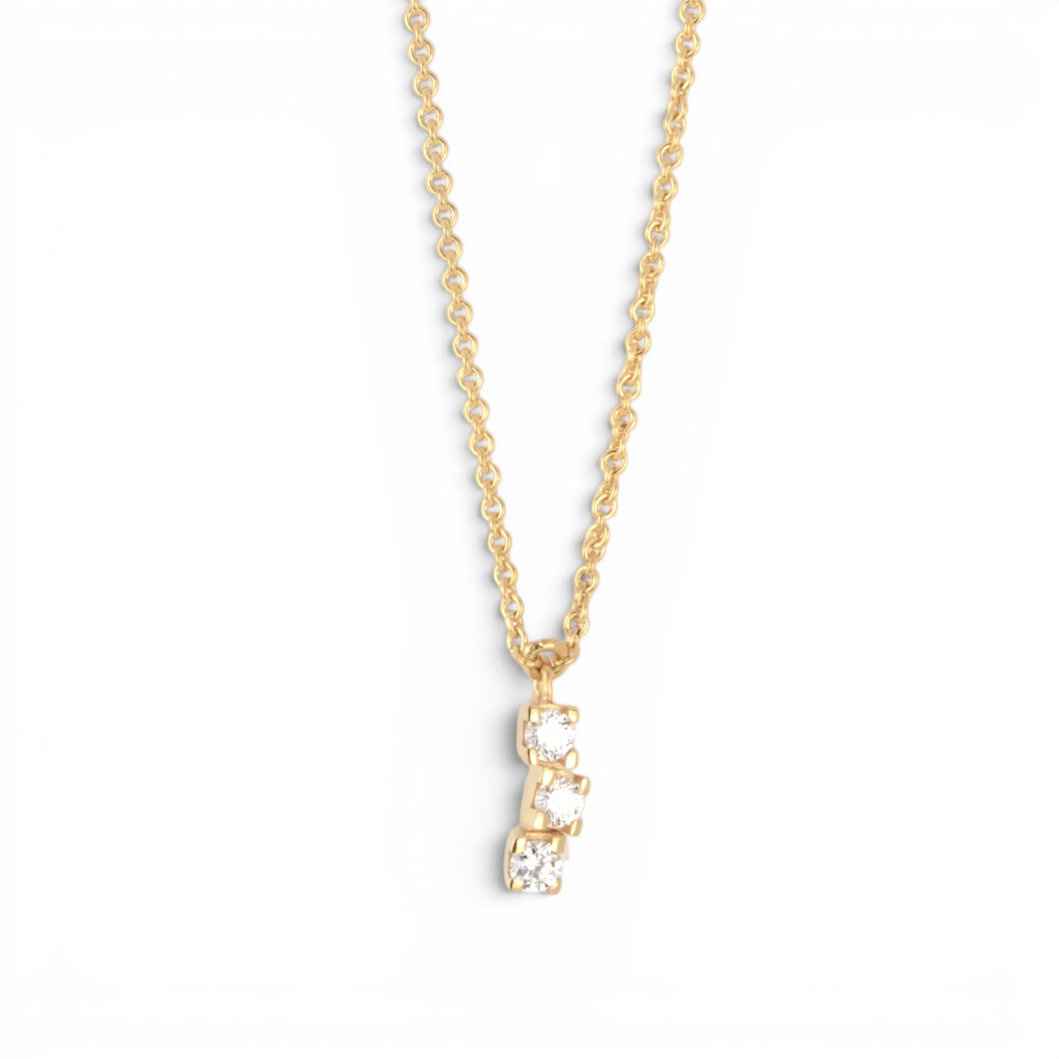 Twinkle Kette aus 585er Gold für Damen mit 3 Brillant-Diamanten, 42/45 cm, goldfarben, Top Wesselton