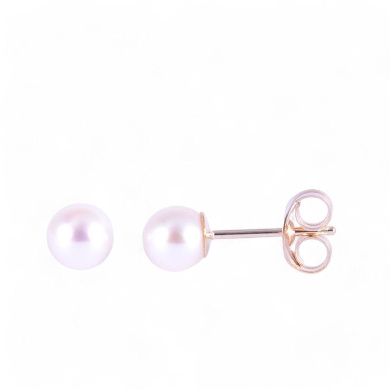 Schmidt Ohrstecker mit 4,7mm Akoya-Perle aus 585 Gold für Damen, goldfarben und elegant
