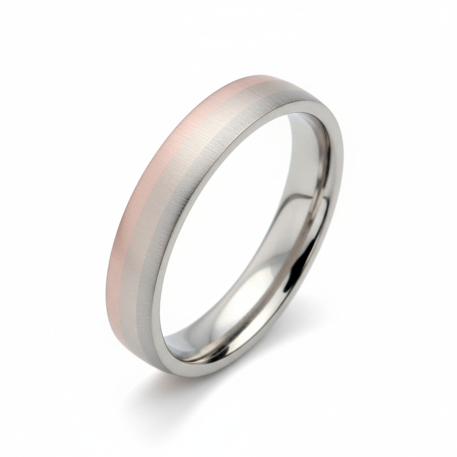 Gerstner Ring Mondlicht 585 Gold mit Brillanten für Herren, 4mm, silber-roségold, Trauring Größe 62