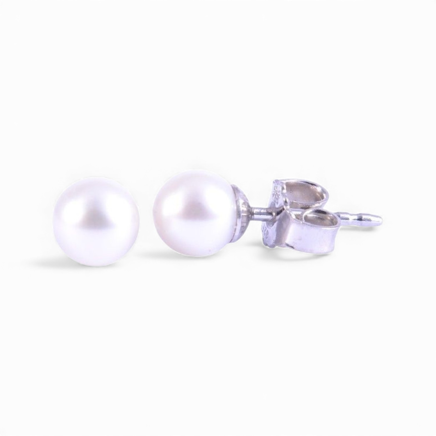 Schmidt Ohrstecker aus 925 Silber mit 5,5-6mm Süßwasser-Zuchtperle für Damen, silber-weiß