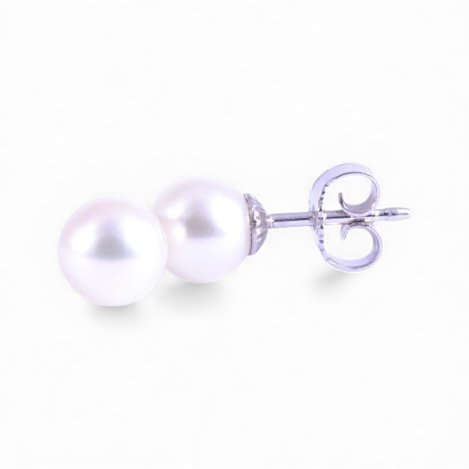 Schmidt Ohrstecker aus 925 Silber mit 6,5-7mm Süßwasser-Zuchtperle für Damen, silber-weiß