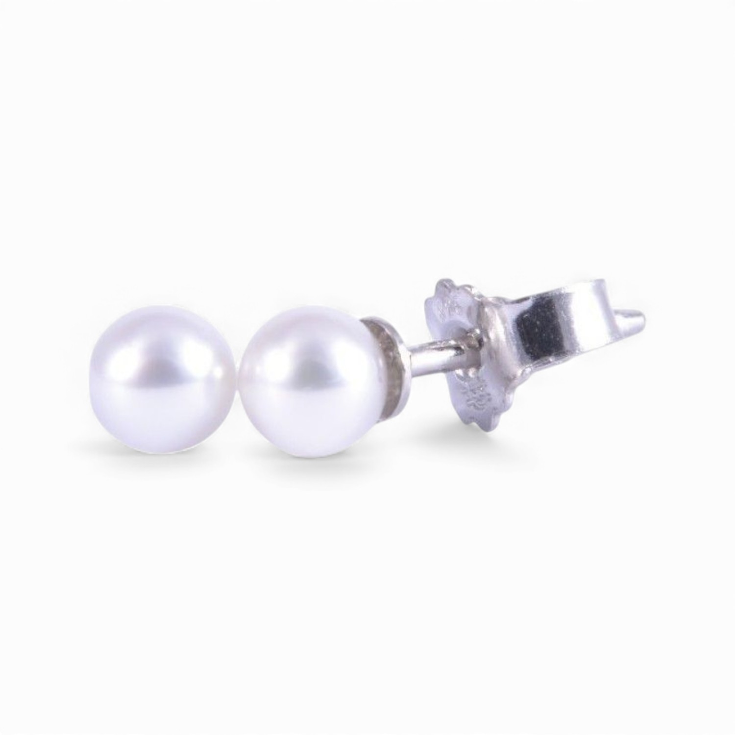 Schmidt Ohrstecker aus 925 Silber mit 4,5-5mm Süßwasser-Zuchtperle für Damen, silber-weiß