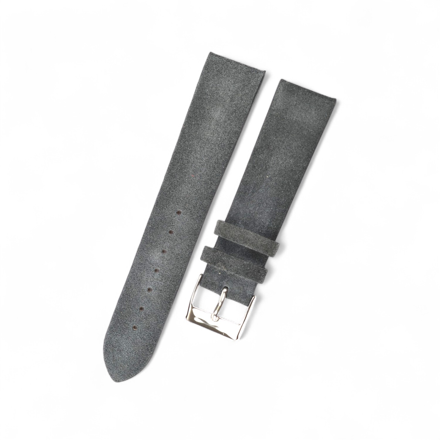 Lederband Amrum grau von Schmidt – Velourleder Uhrenarmband für Herren und Damen, 20mm breit, nahtlos
