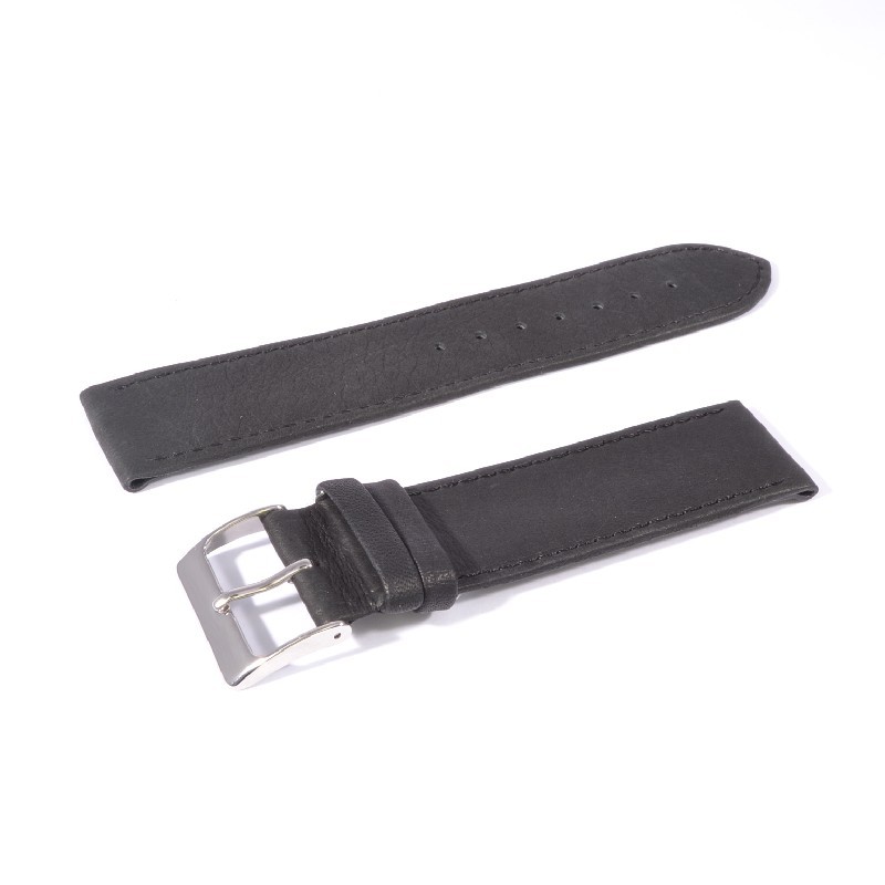 Schmidt Aqua-Soft Uhrenarmband schwarz, Leder, 20mm, Unisex, silberne Schließe