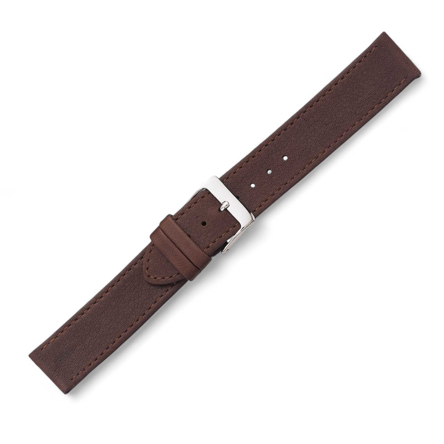 Aqua-Soft Uhrenarmband aus braunem Leder für Herren und Damen, 20mm, silberne Schließe - Schmidt