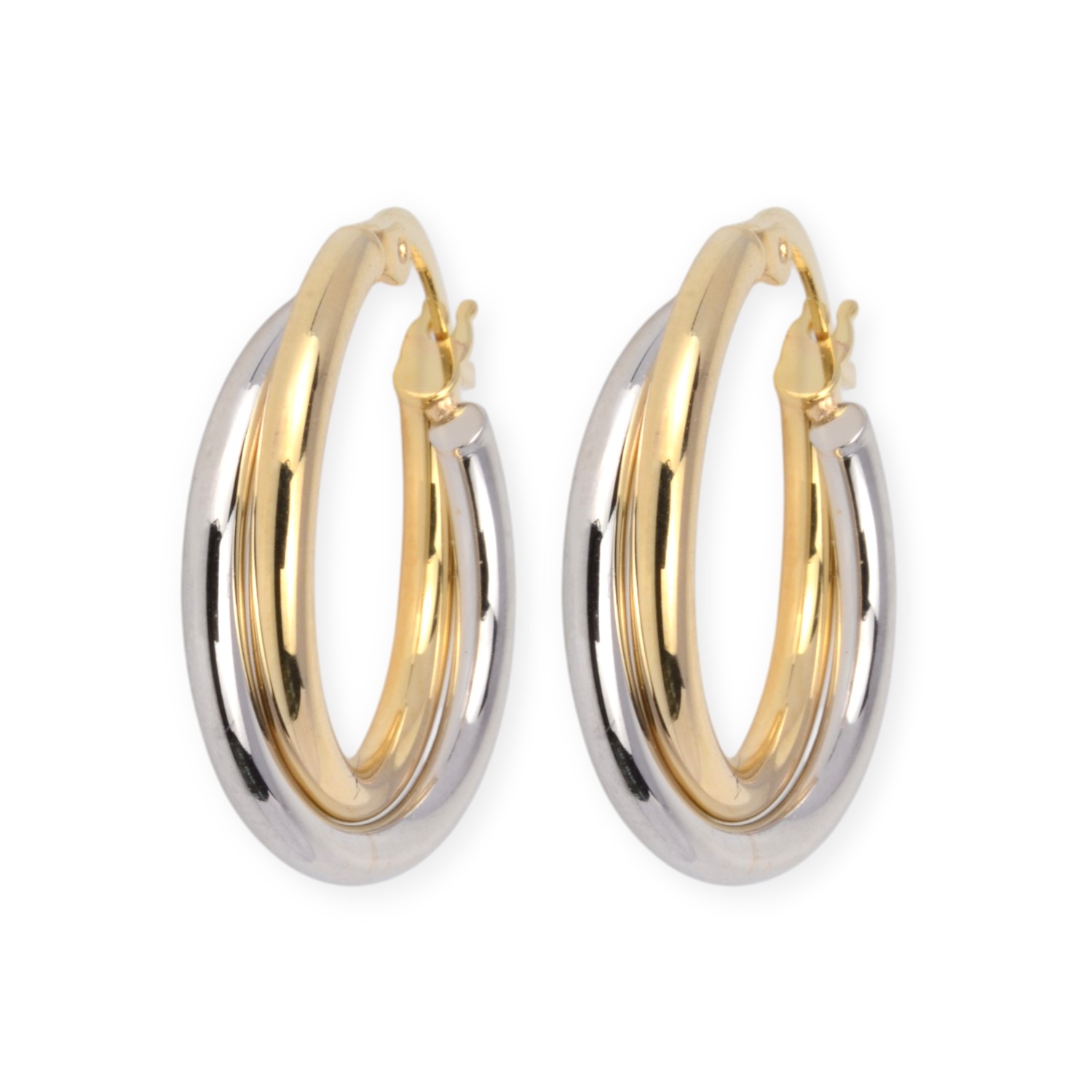 Schmidt Ohrringe Klappbügel Creolen 585 Gelbgold Weißgold Ø 18mm Damen Ohrschmuck 1,82g