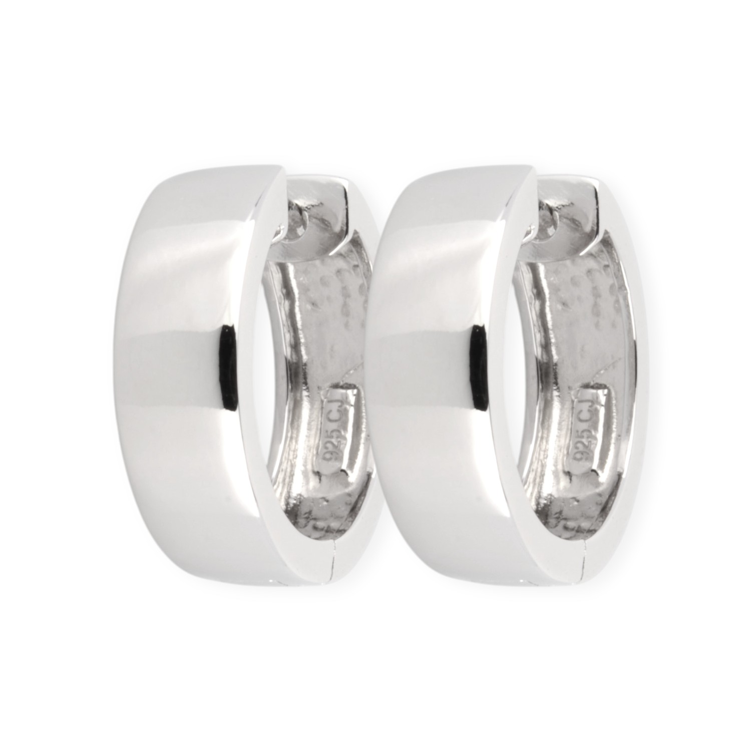 Schmidt Klappcreolen kantig 925 Silber für Damen, 17,5x5mm, eleganter Ohrschmuck in Silberfarben