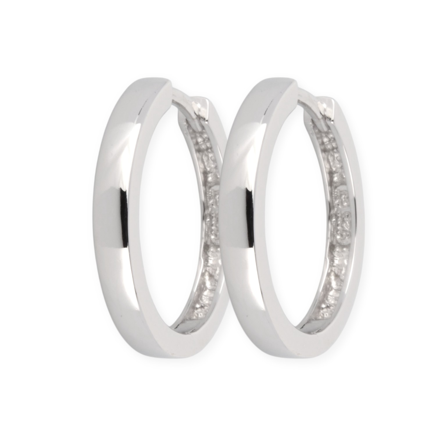 Schmidt Klappcreolen aus 925er Silber für Damen, silberfarben, 21x3mm Ohrschmuck